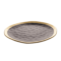 Prato Raso Dubai em Porcelana Preto e Dourado 25cm