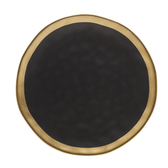 Prato Raso Dubai em Porcelana Preto e Dourado 25cm