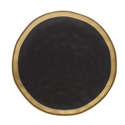 Prato Raso Dubai em Porcelana Preto e Dourado 25cm