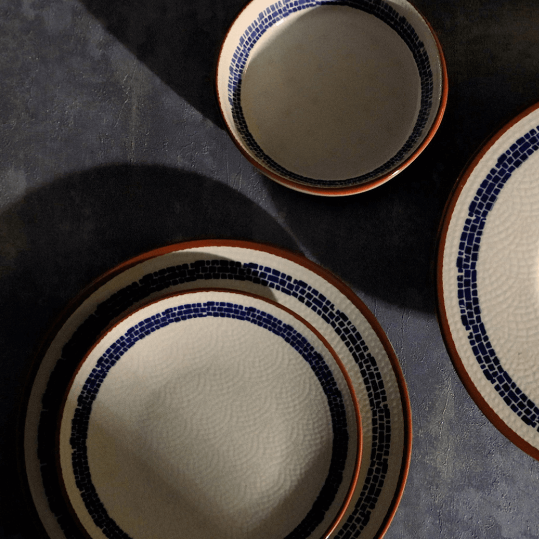 Prato de Sobremesa Village em Cerâmica Creme 20cm