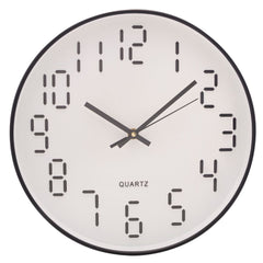 Relógio de Parede em Plástico Quartz Branco e Preto 30,5cm