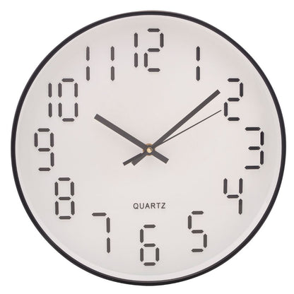 Relógio de Parede em Plástico Quartz Branco e Preto 30,5cm