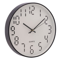 Relógio de Parede em Plástico Quartz Branco e Preto 30,5cm