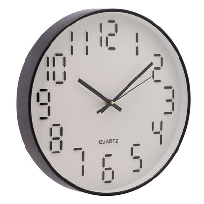 Relógio de Parede em Plástico Quartz Branco e Preto 30,5cm