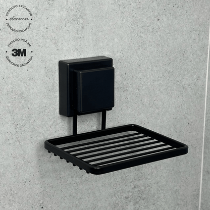 Saboneteira com Fixação 3M Preto Fosco