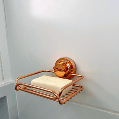 Saboneteira Com Ventosa Ultra Resistente Rose Gold Aramada
