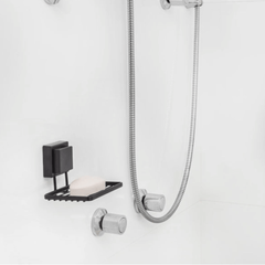 Saboneteira de Parede com Ventosa 12 cm Preto Fosco Fácil Instalação