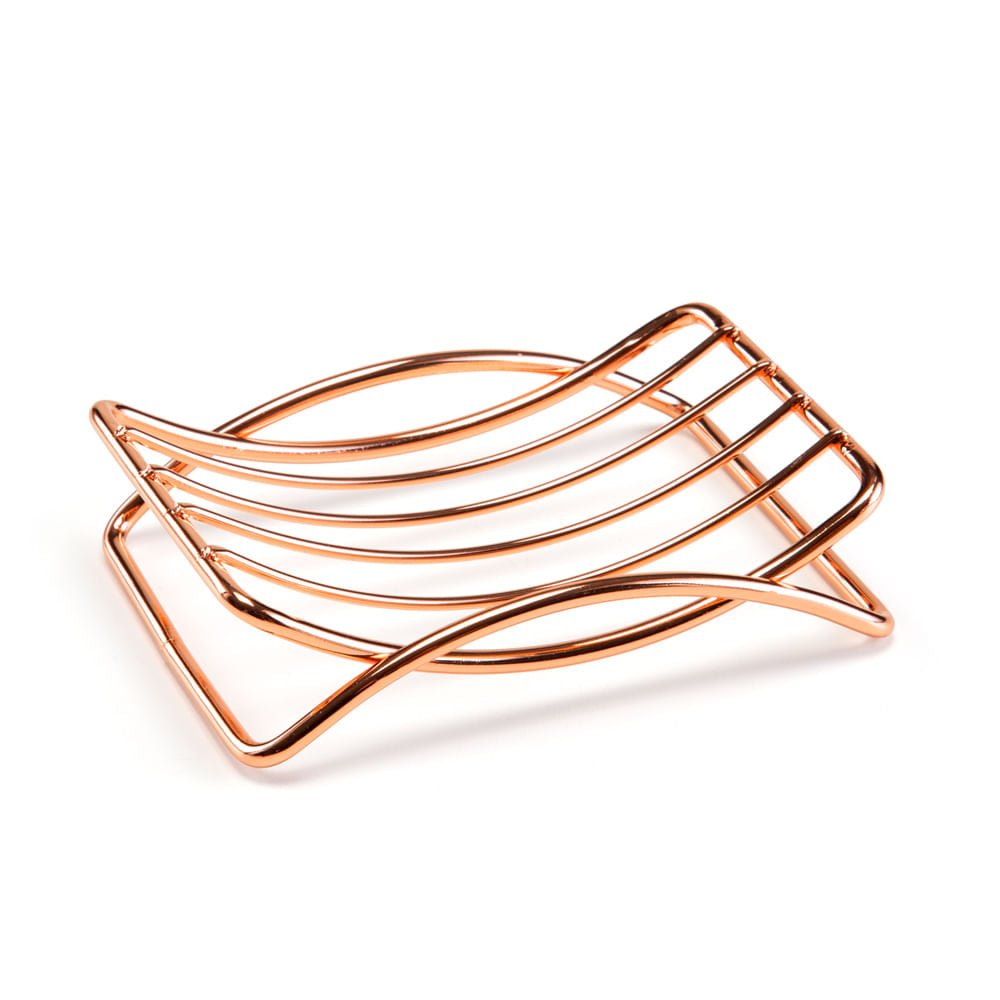 Saboneteira em Aço Bancada Banheiro Lavabo Rose Gold
