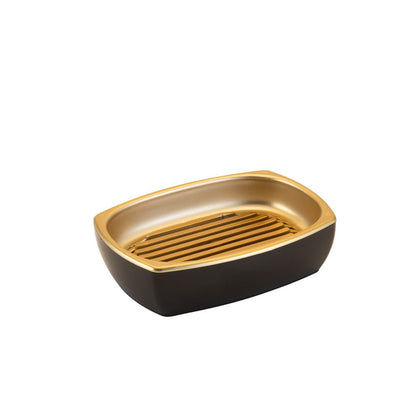 Saboneteira Preto Com Dourado Fosco