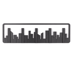 Skyline Cabideiro de Parede Cidade Preto com 5 Ganchos