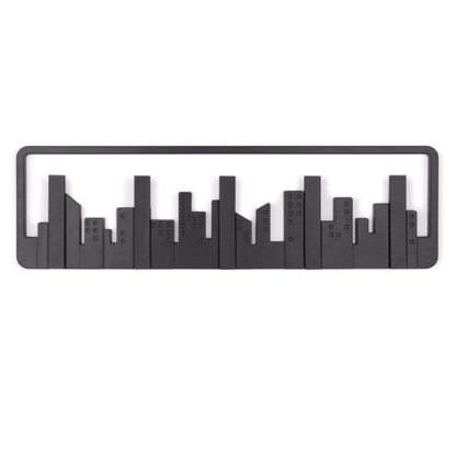 Skyline Cabideiro de Parede Cidade Preto com 5 Ganchos