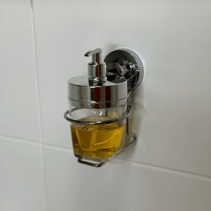 Suporte com Porta Sabonete Liquido Ventosa Cromado - 400 Ml