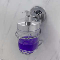 Suporte com Porta Sabonete Liquido Ventosa Cromado - 400 Ml