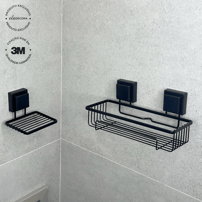 Saboneteira com Fixação 3M Preto Fosco