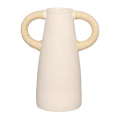 Vaso Cilndrico Mikonos em Cerâmica Branco 22cm