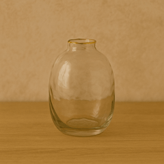Vaso de Vidro com Borda de Ouro G 15cm