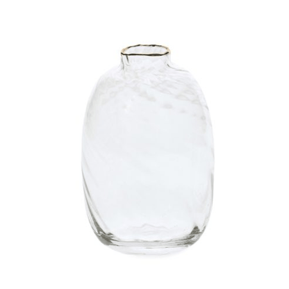 Vaso de Vidro com Borda de Ouro G 15cm