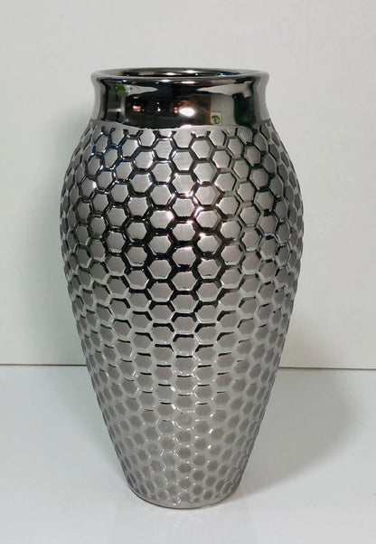 Vaso Decorativo Redondo Cromado 34cm