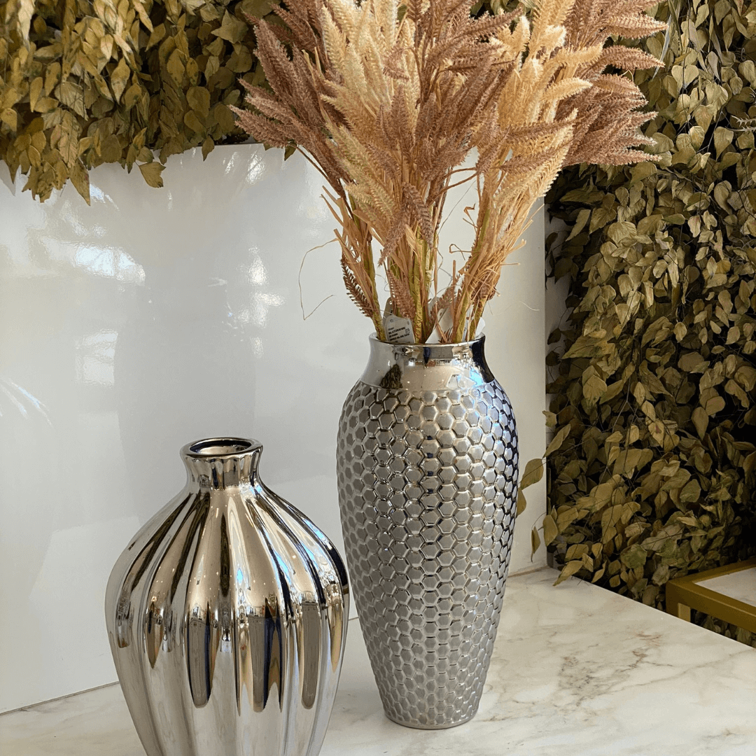 Vaso Decorativo Redondo Cromado 34cm