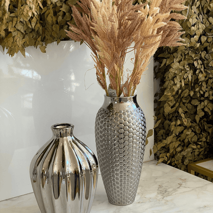 Vaso Decorativo Redondo Cromado 34cm