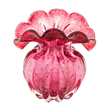 Vaso Murano Trouxinha de Vidro Italy Rosa 14cm