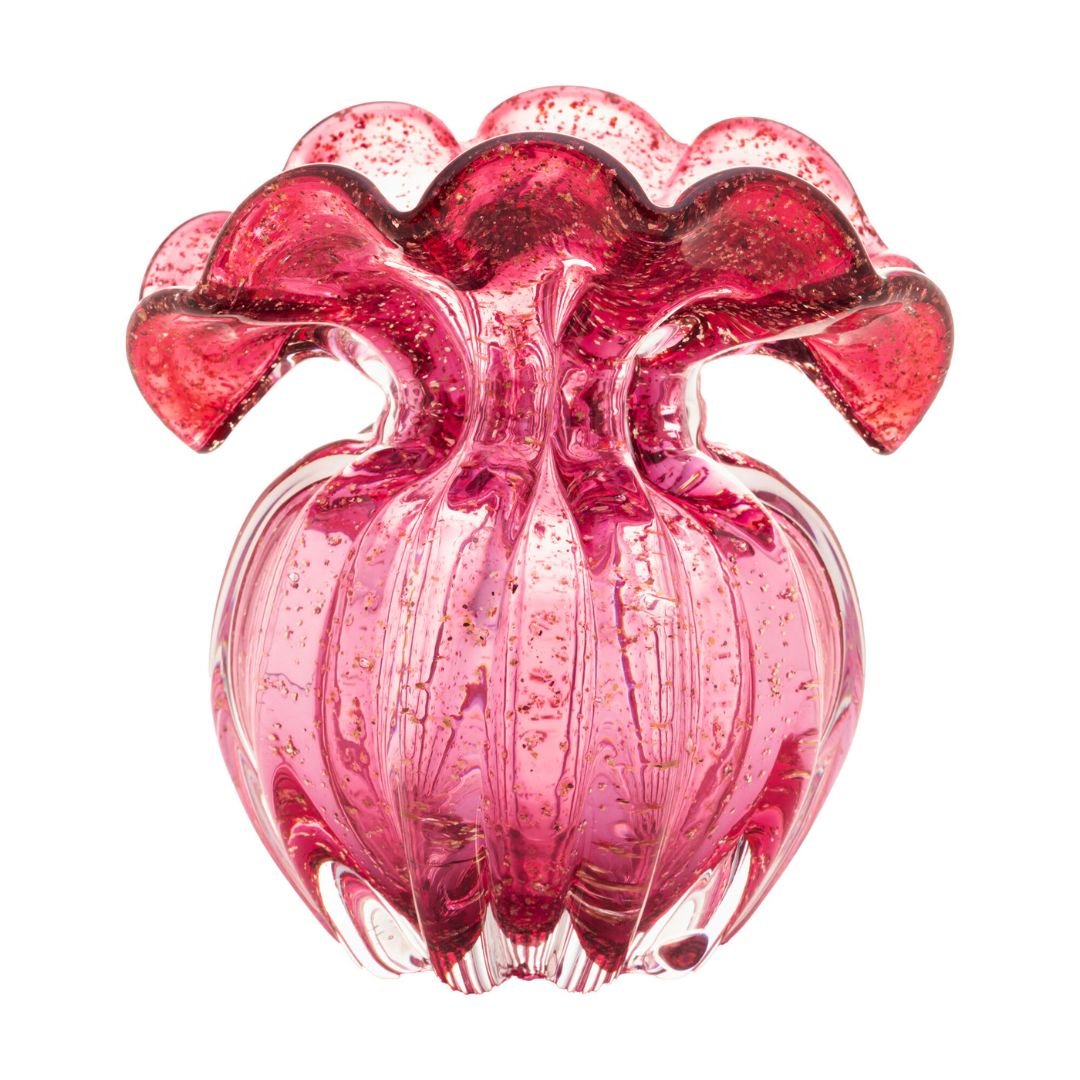 Vaso Murano Trouxinha de Vidro Italy Rosa 14cm